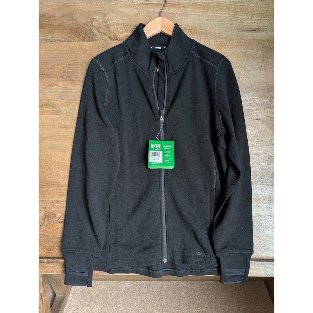 NWT Minus33 Wilderness Expedition Jacket Mens Medium Black Merino Wool Full Zip